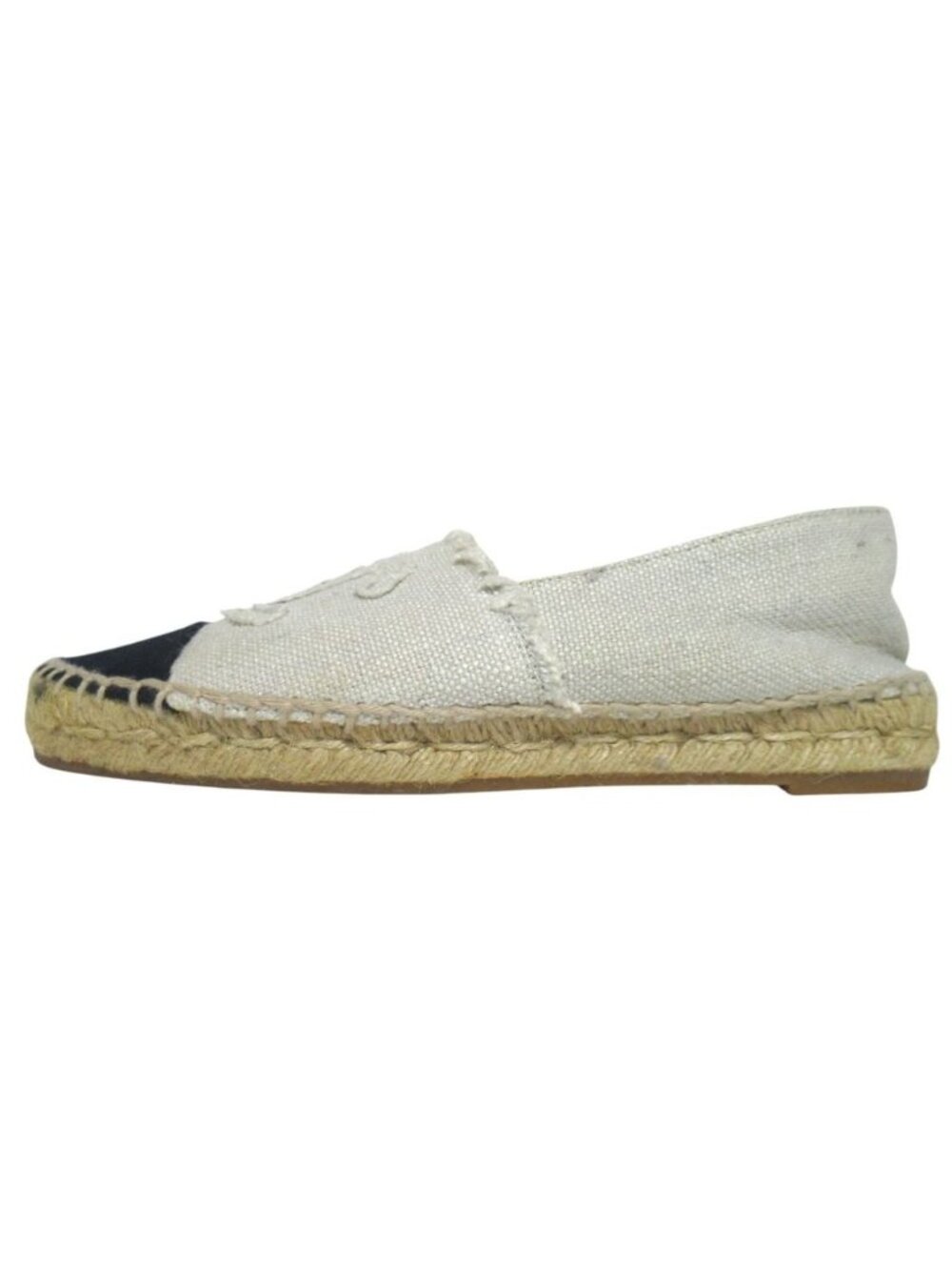 Chanel CC Logo Espadrille Shoes 36 Ivory Black Pre Owned - Picture 2 of 15